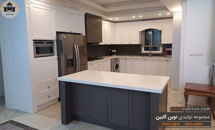 کابینت نئوکلاسیک سفید طوسی