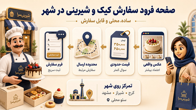 صفحه فرود سفارش کیک و شیرینی در شهر