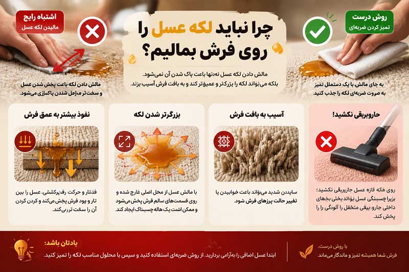 چرا نباید لکه عسل را روی فرش بمالیم؟