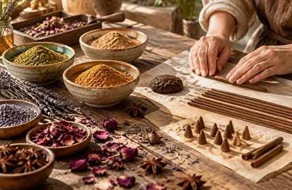 مراحل آماده سازی خمیر و طرز تهیه عود دست ساز ارگانیک با پودر گیاهان معطر و چوب صندل